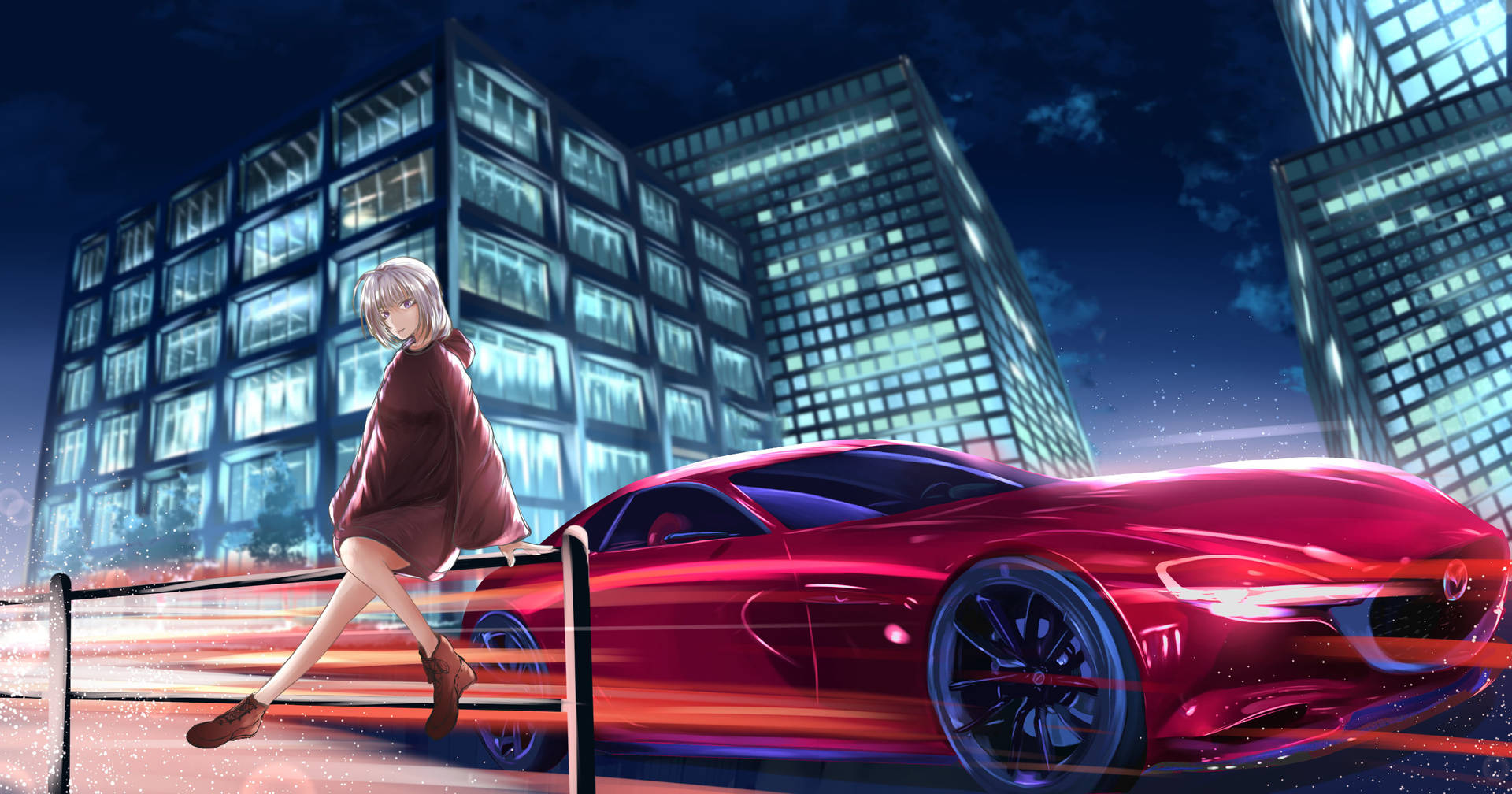 3376X1772 Anime Car Wallpaper and Background