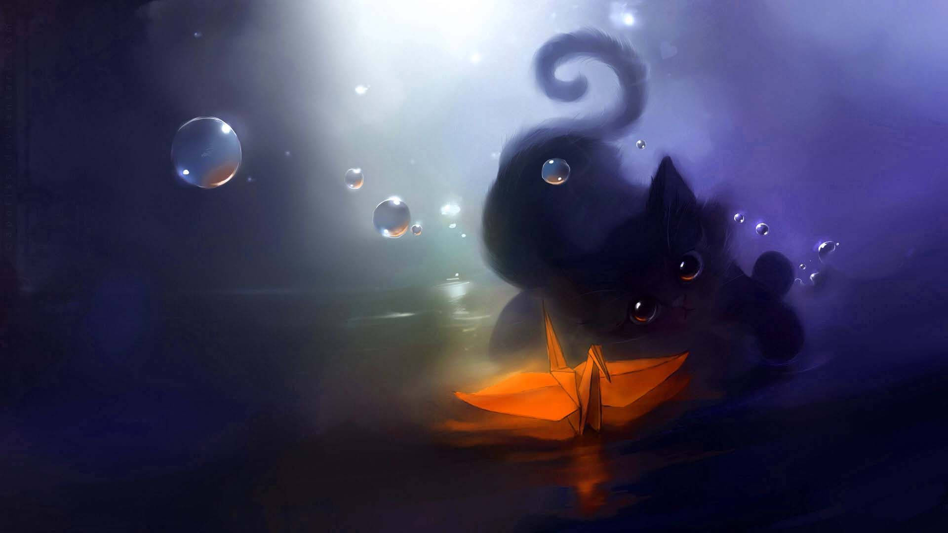 1920X1080 Anime Cat Wallpaper and Background