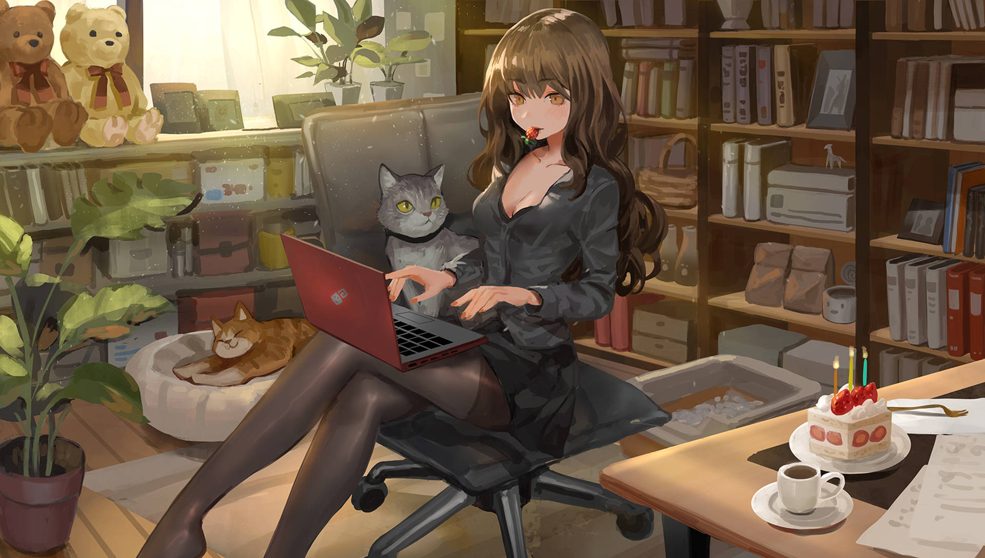Anime Cat 1920X1089 Wallpaper and Background Image