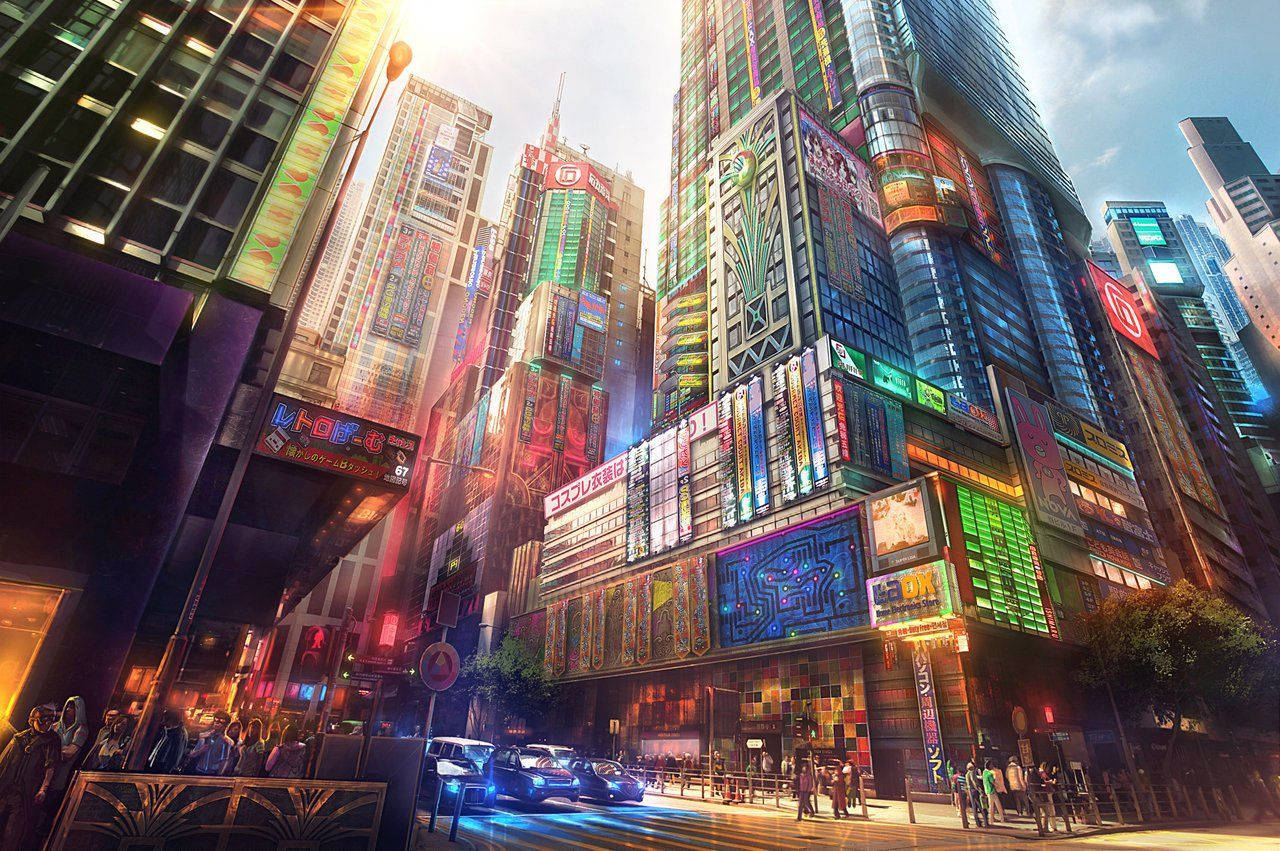 1280X851 Anime City Wallpaper and Background