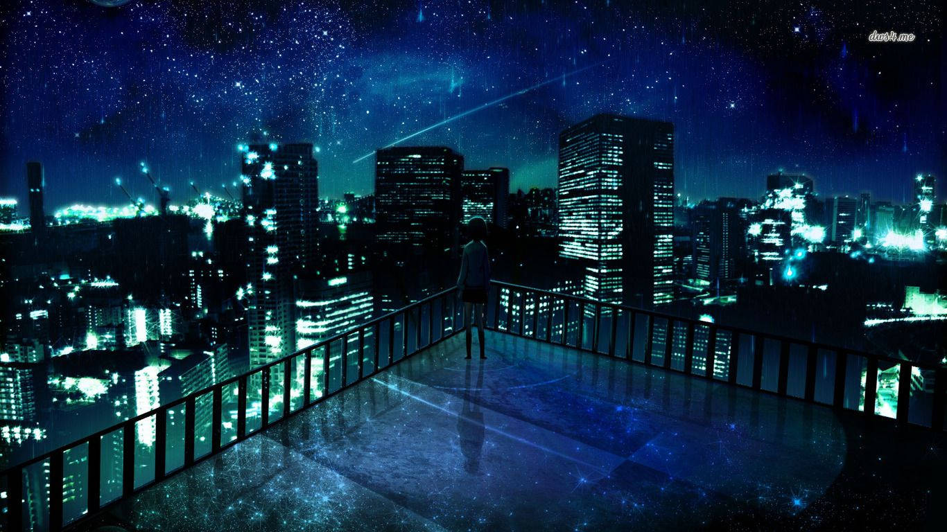 1366X768 Anime City Wallpaper and Background