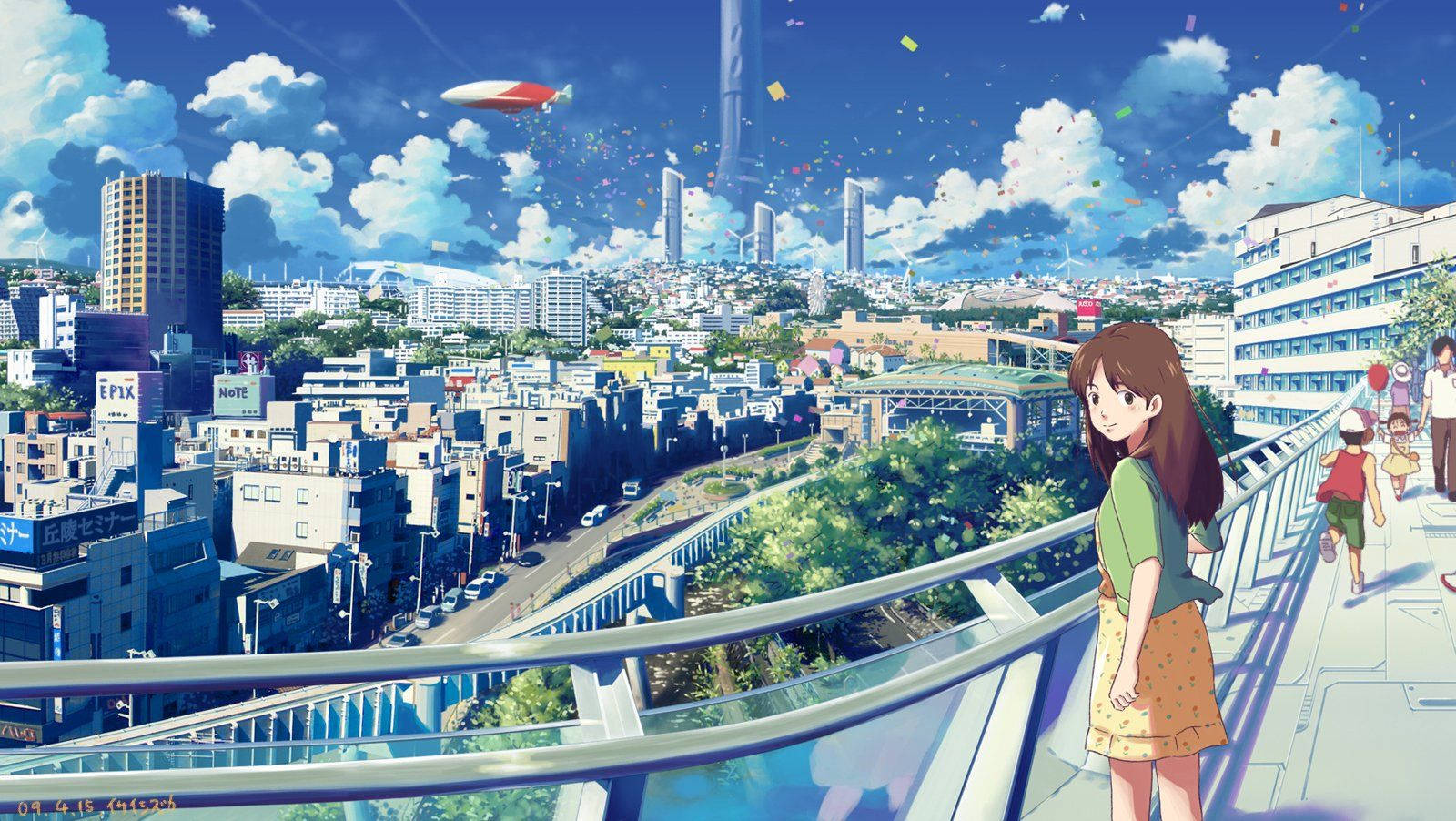 1600X902 Anime City Wallpaper and Background