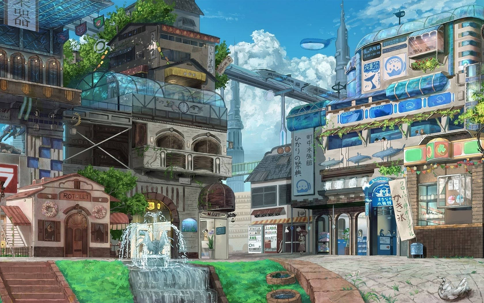 Anime City 1680X1050 Wallpaper and Background Image