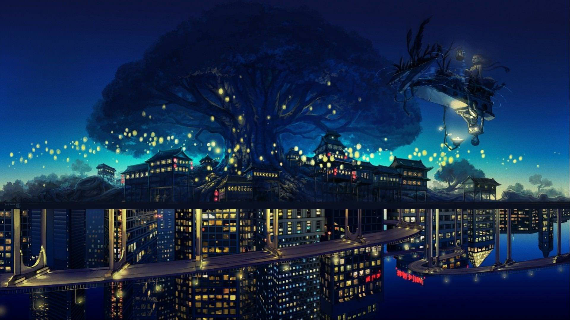 Anime City 1920X1080 Wallpaper and Background Image