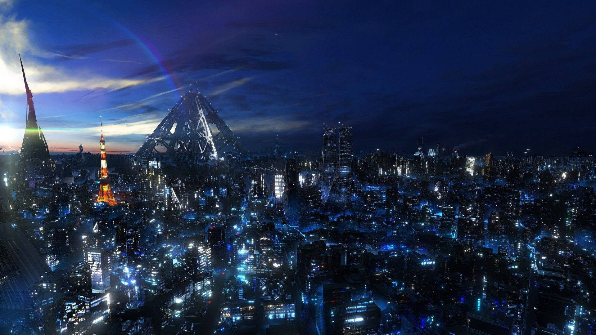 Anime City 1920X1080 Wallpaper and Background Image