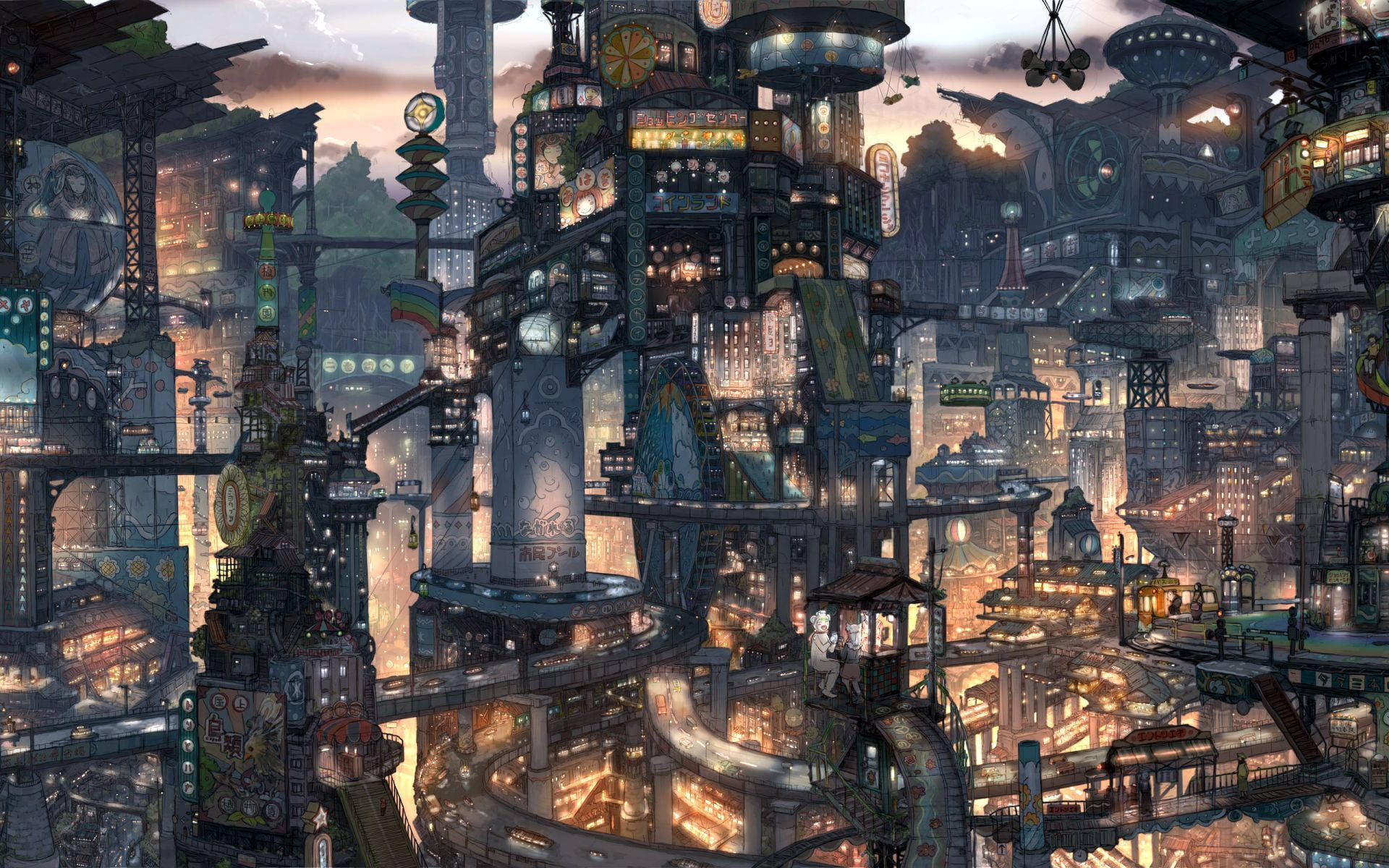 Anime City 1920X1200 Wallpaper and Background Image