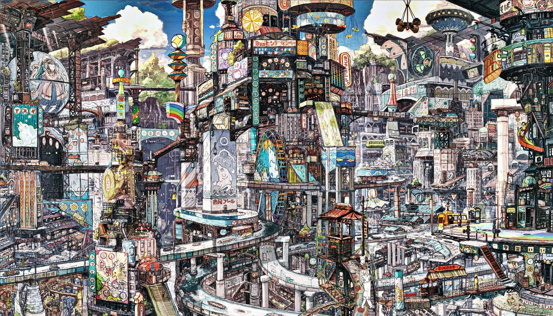Anime City 2800X1600 Wallpaper and Background Image