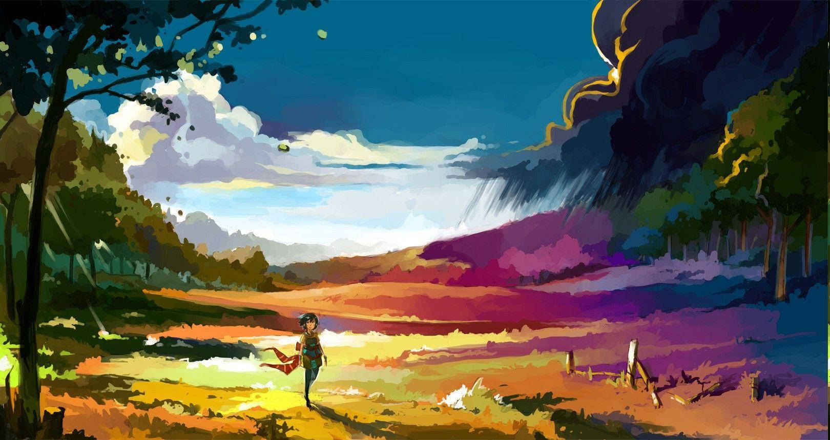 1620X859 Anime Landscape Wallpaper and Background