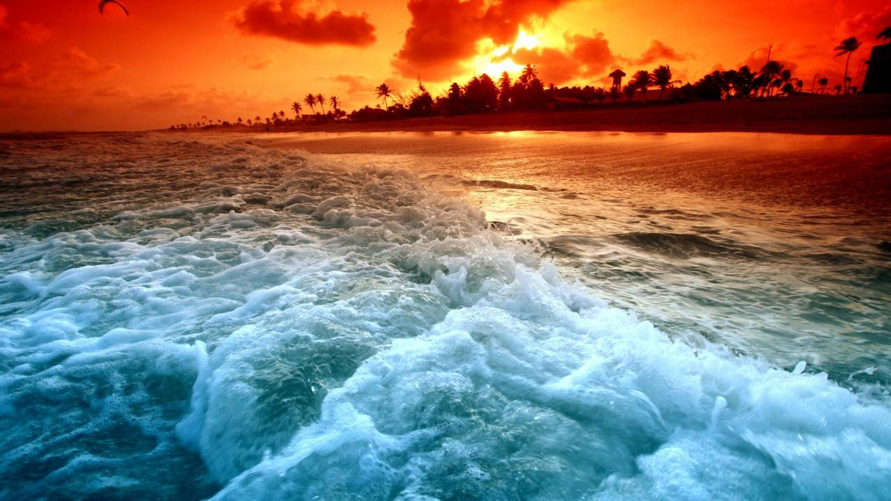 1280X720 Beach Sunset Wallpaper and Background