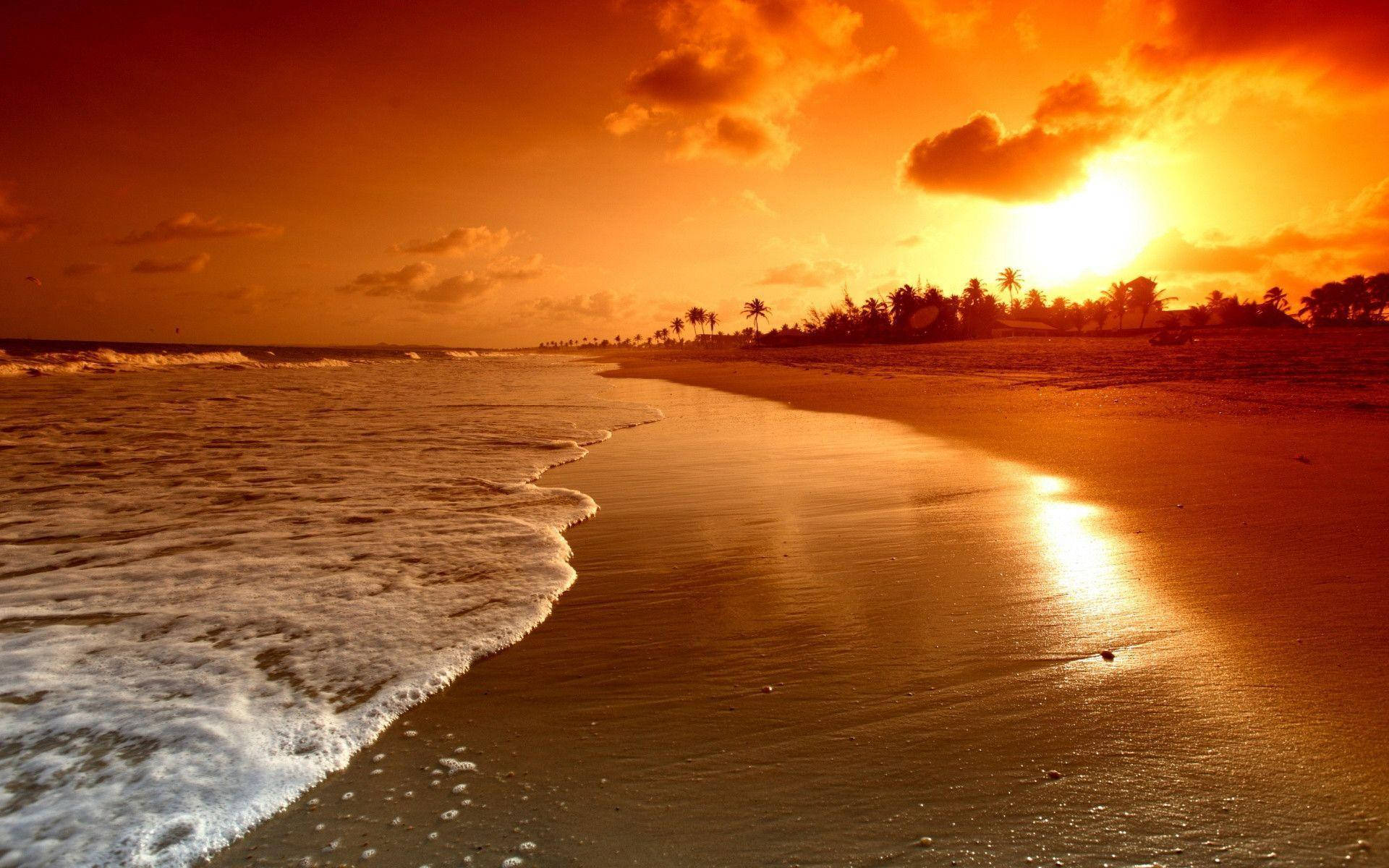 Beach Sunset 1920X1200 Wallpaper and Background Image