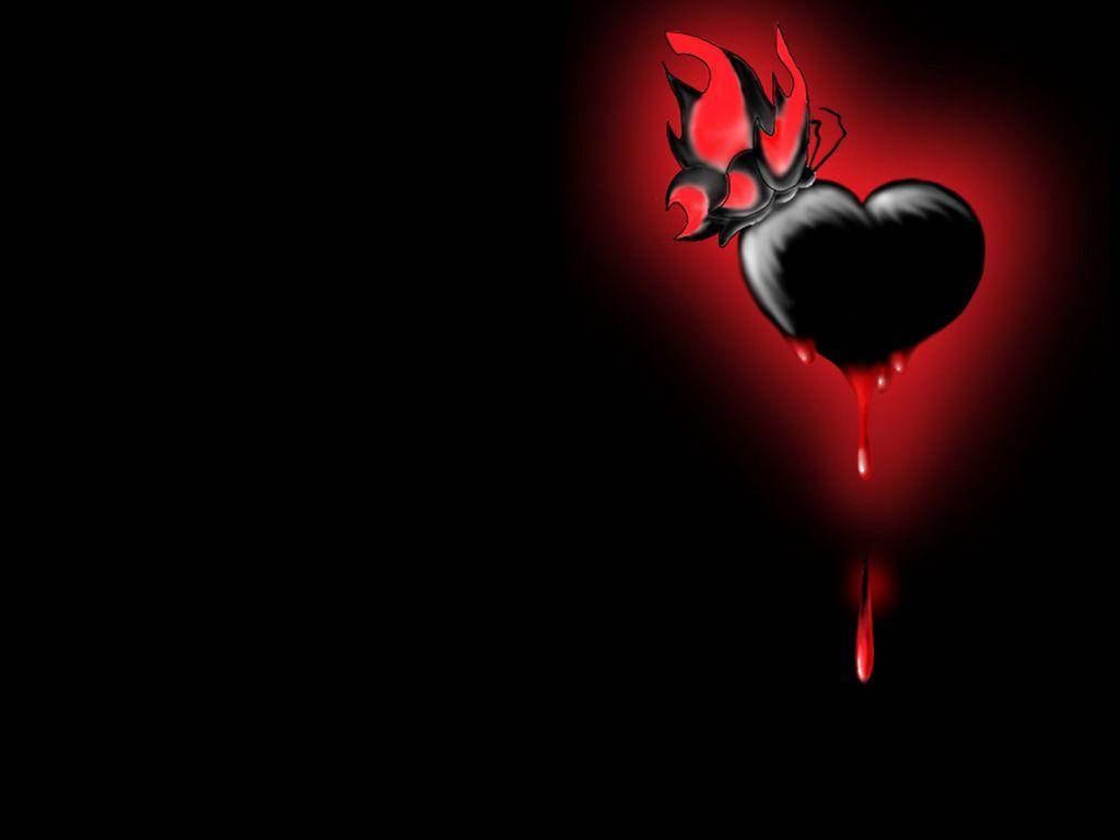 1024X768 Black Heart Wallpaper and Background