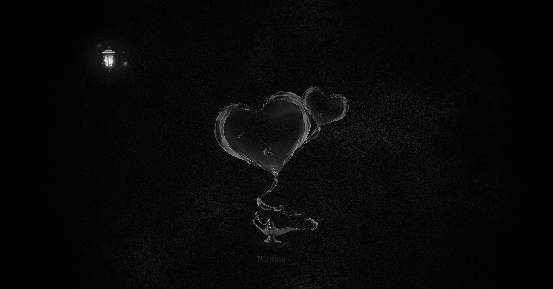 1920X1004 Black Heart Wallpaper and Background