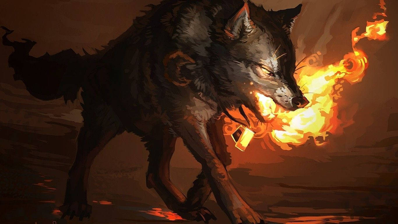 1366X768 Black Wolf Wallpaper and Background