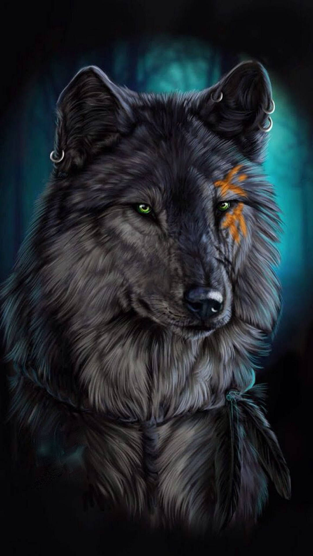 1555X2765 Black Wolf Wallpaper and Background