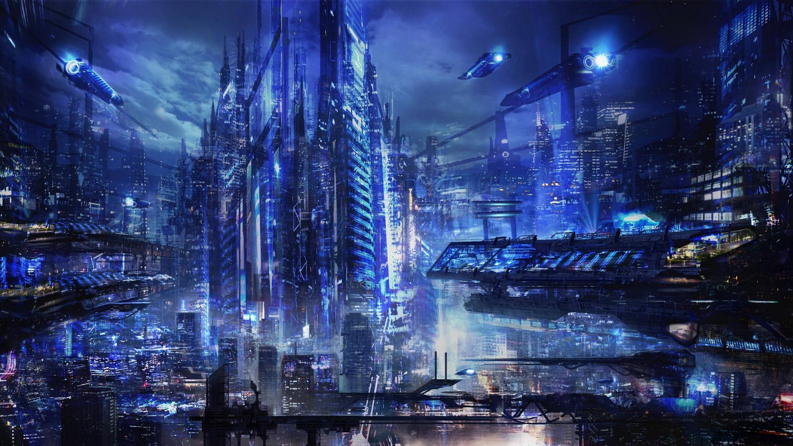 1600X900 Cyberpunk City Wallpaper and Background