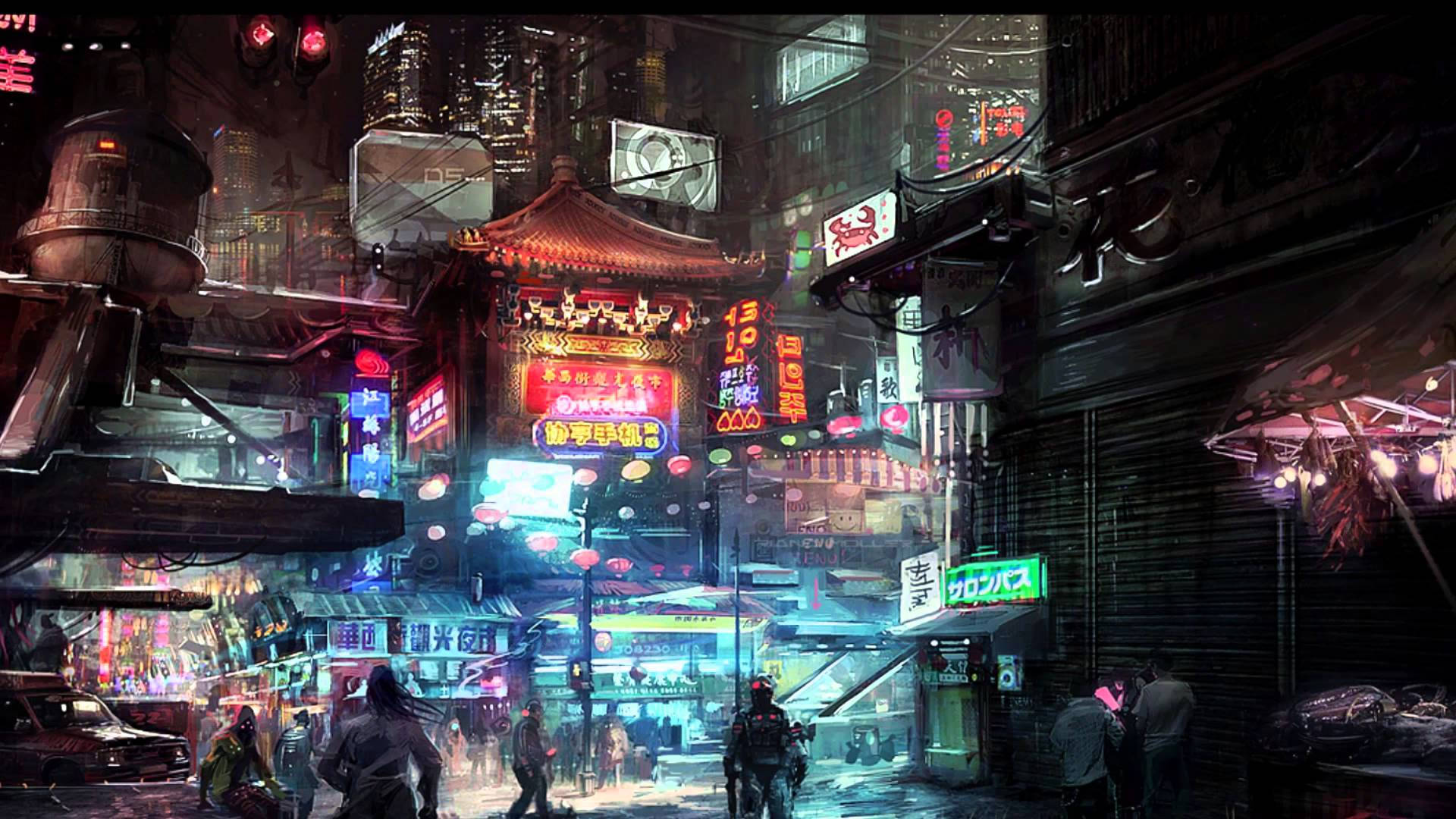 1920X1080 Cyberpunk City Wallpaper and Background