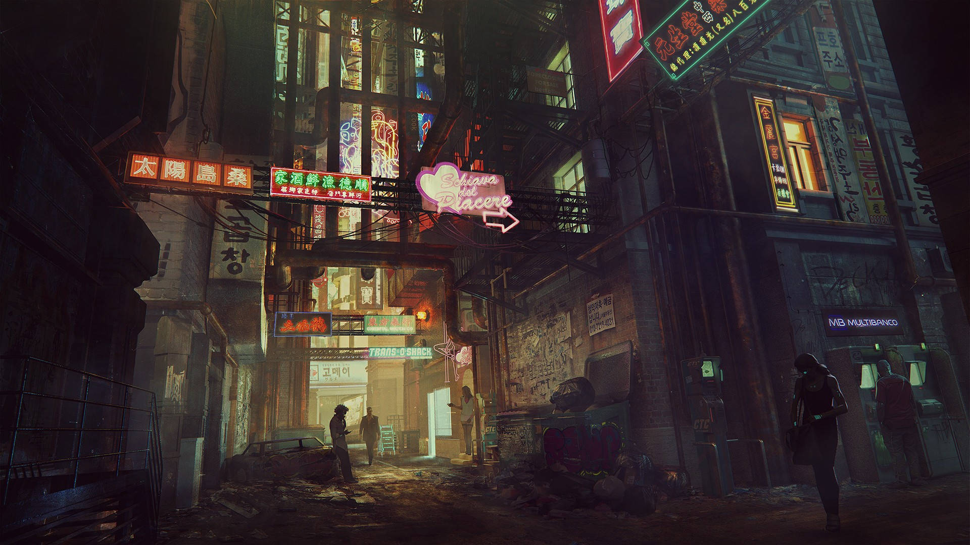 1920X1080 Cyberpunk City Wallpaper and Background