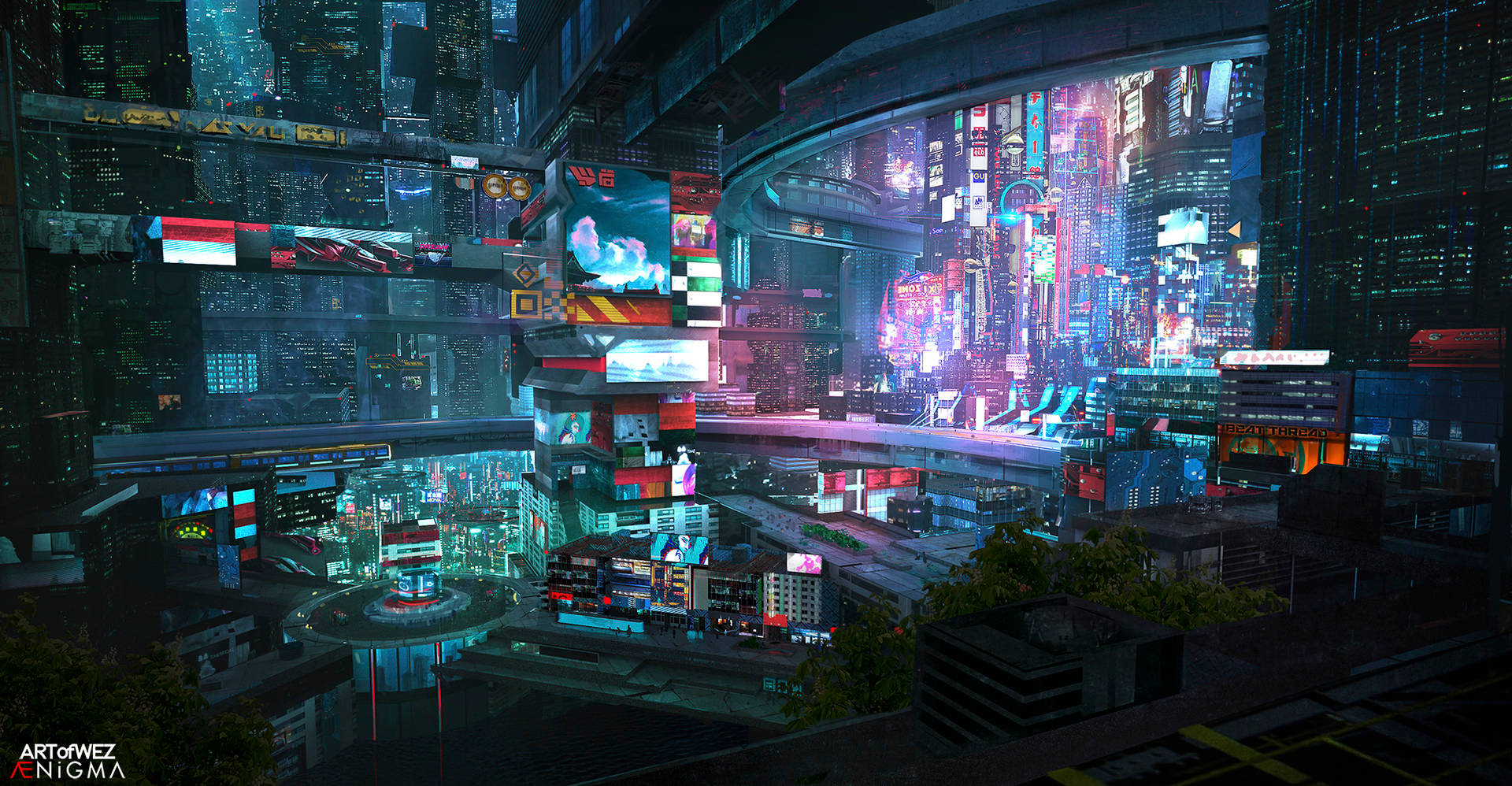 1920X998 Cyberpunk City Wallpaper and Background