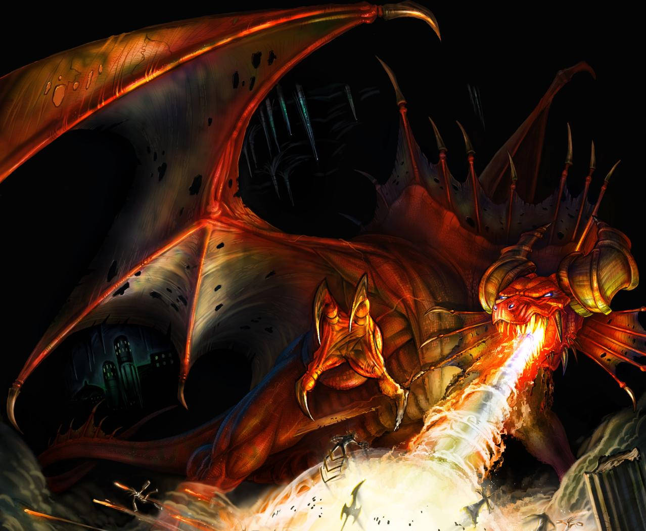 1278X1050 Fire Dragon Wallpaper and Background