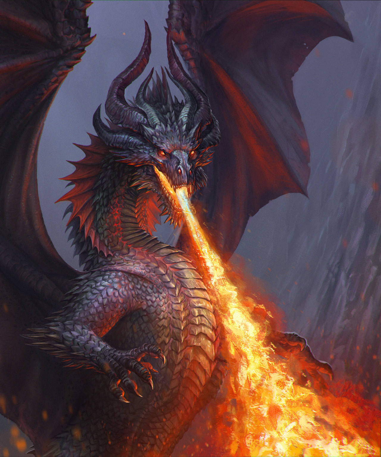 1280X1534 Fire Dragon Wallpaper and Background