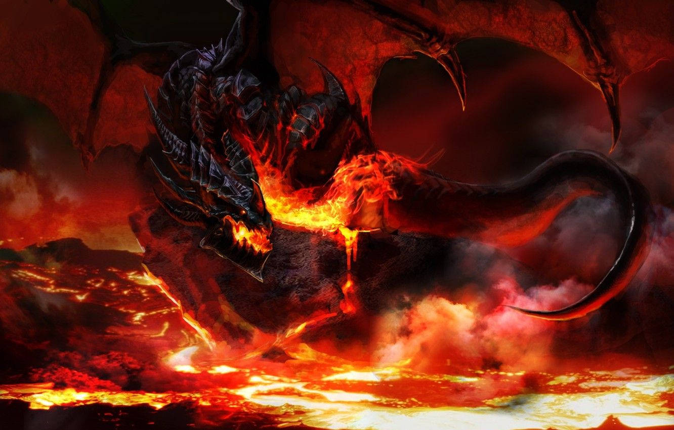 1332X850 Fire Dragon Wallpaper and Background