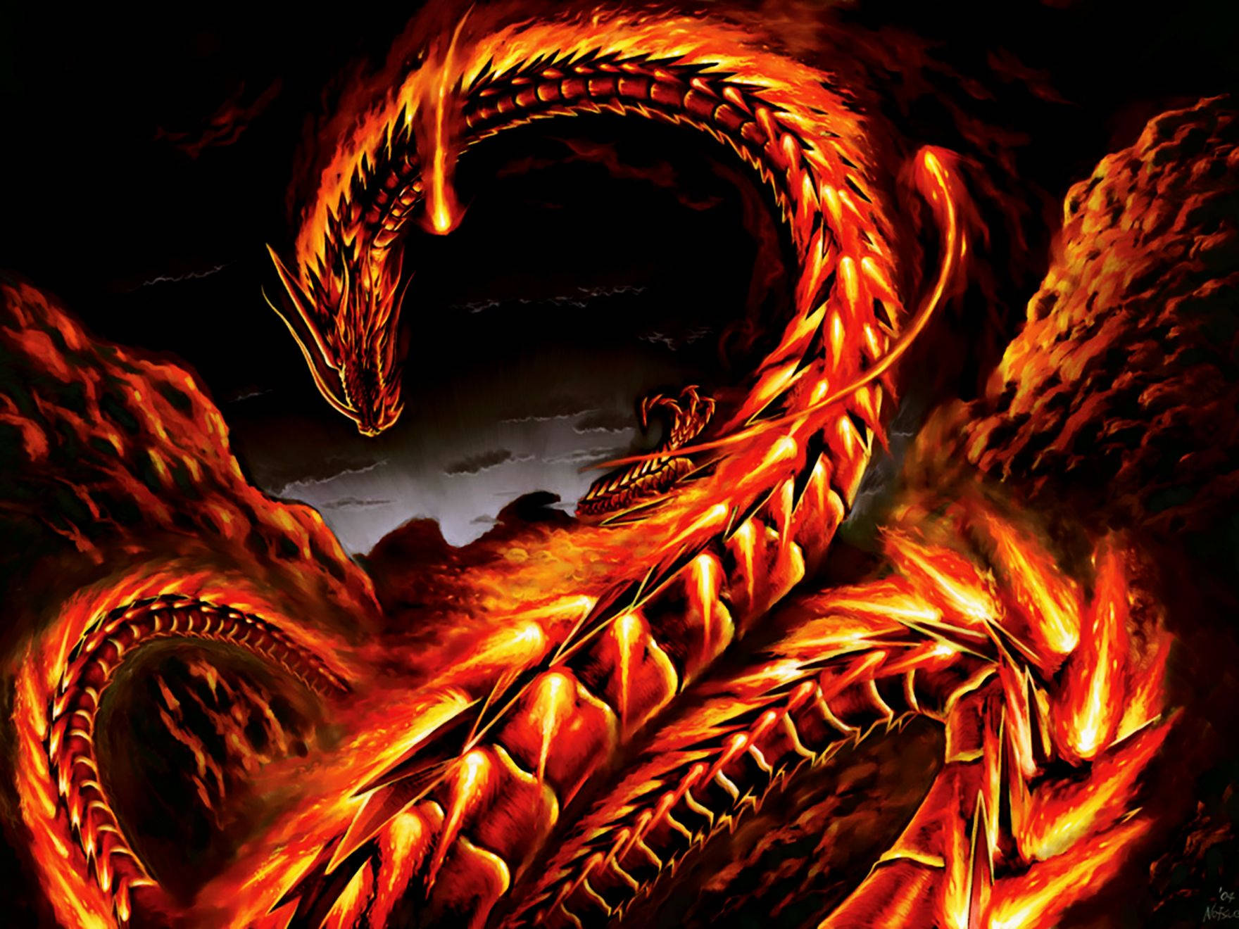 1760X1320 Fire Dragon Wallpaper and Background