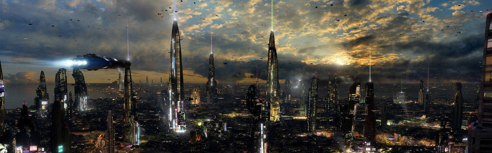 Futuristic City 1600X500 Wallpaper and Background Image