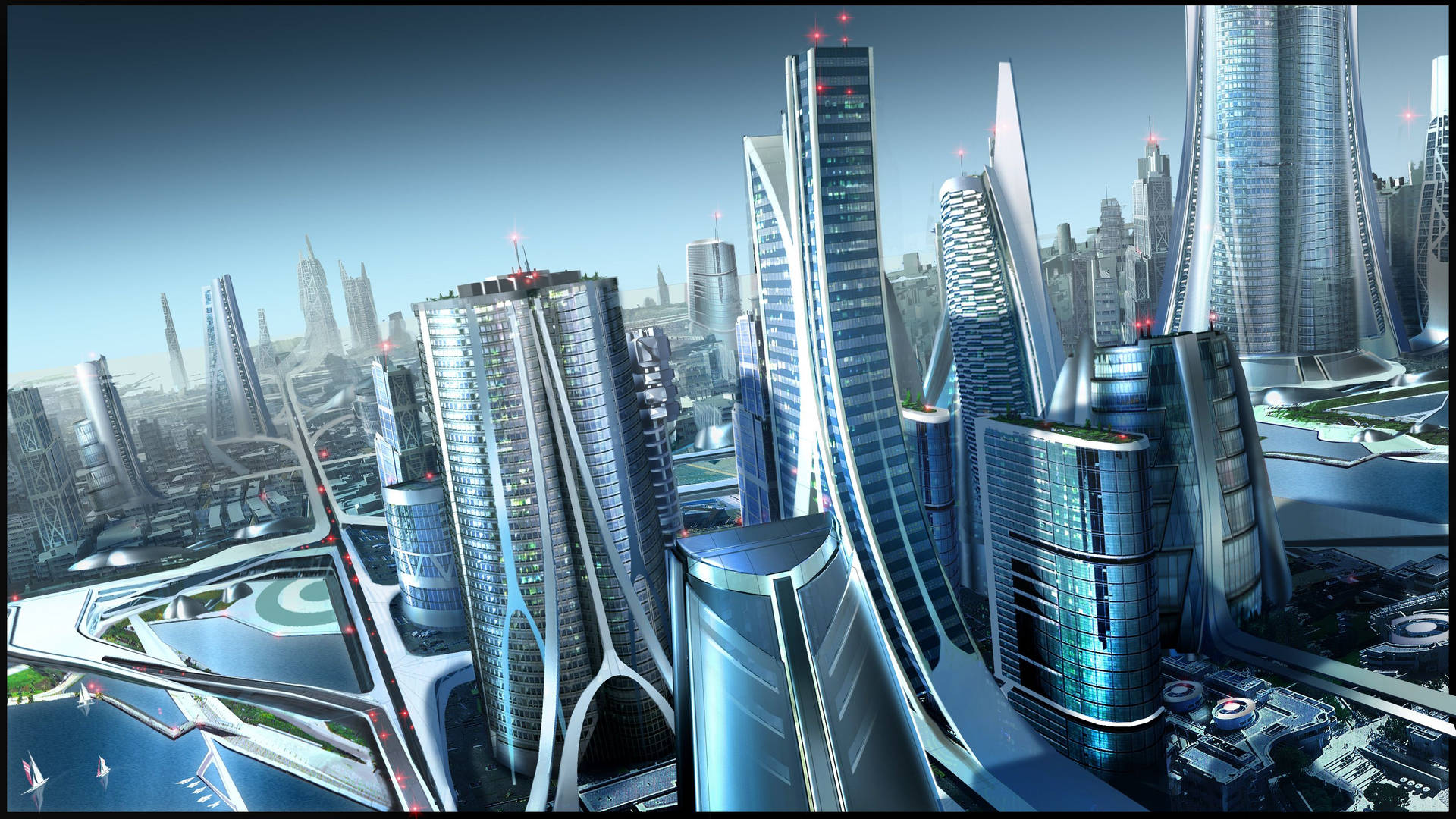 Futuristic City 3264X1836 Wallpaper and Background Image