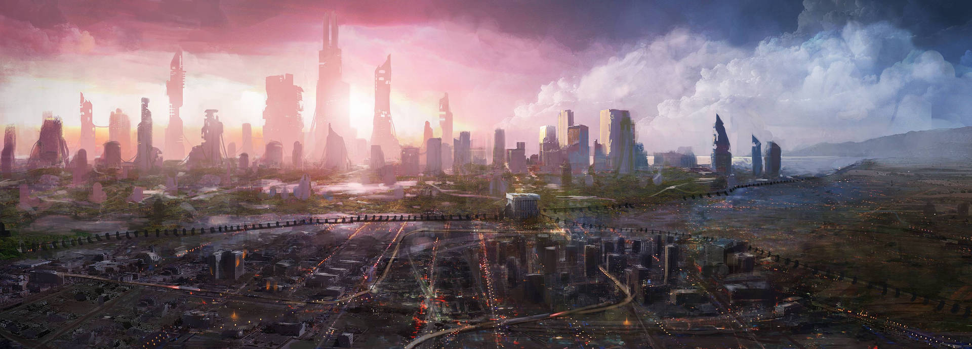 Futuristic City 4000X1440 Wallpaper and Background Image