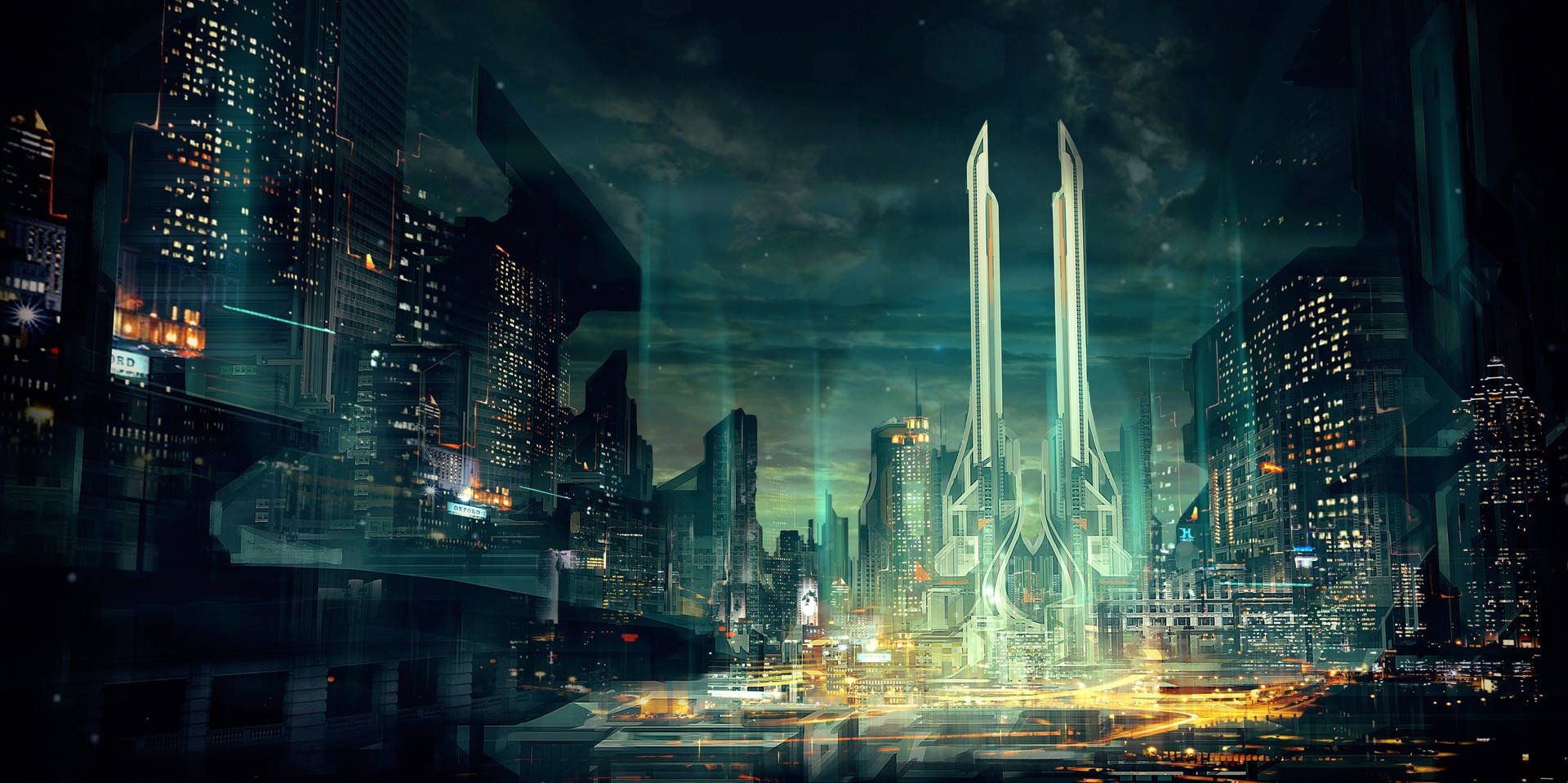 Futuristic City 4217X2107 Wallpaper and Background Image