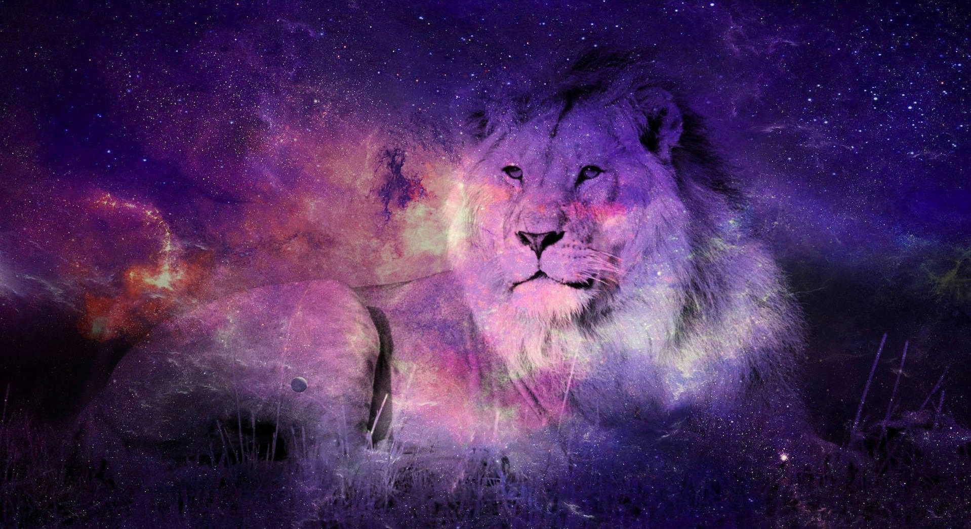 1918X1046 Galaxy Lion Wallpaper and Background