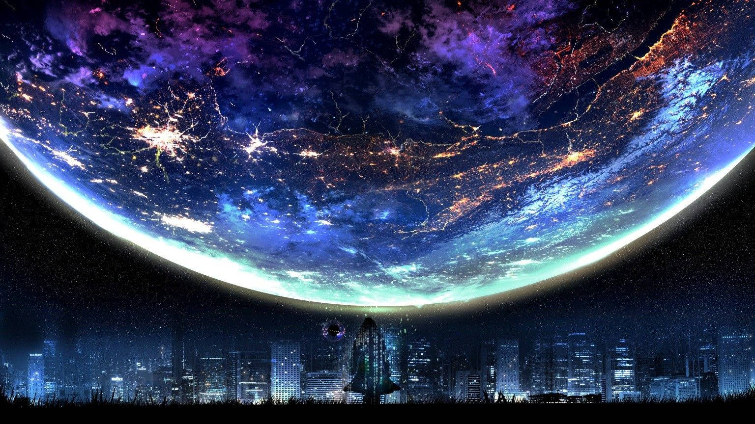 1536X864 Galaxy Moon Wallpaper and Background