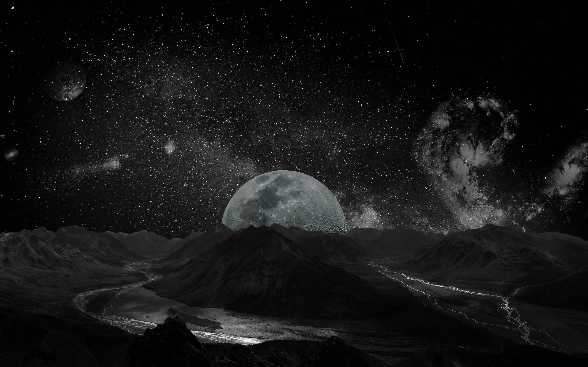 1920X1200 Galaxy Moon Wallpaper and Background