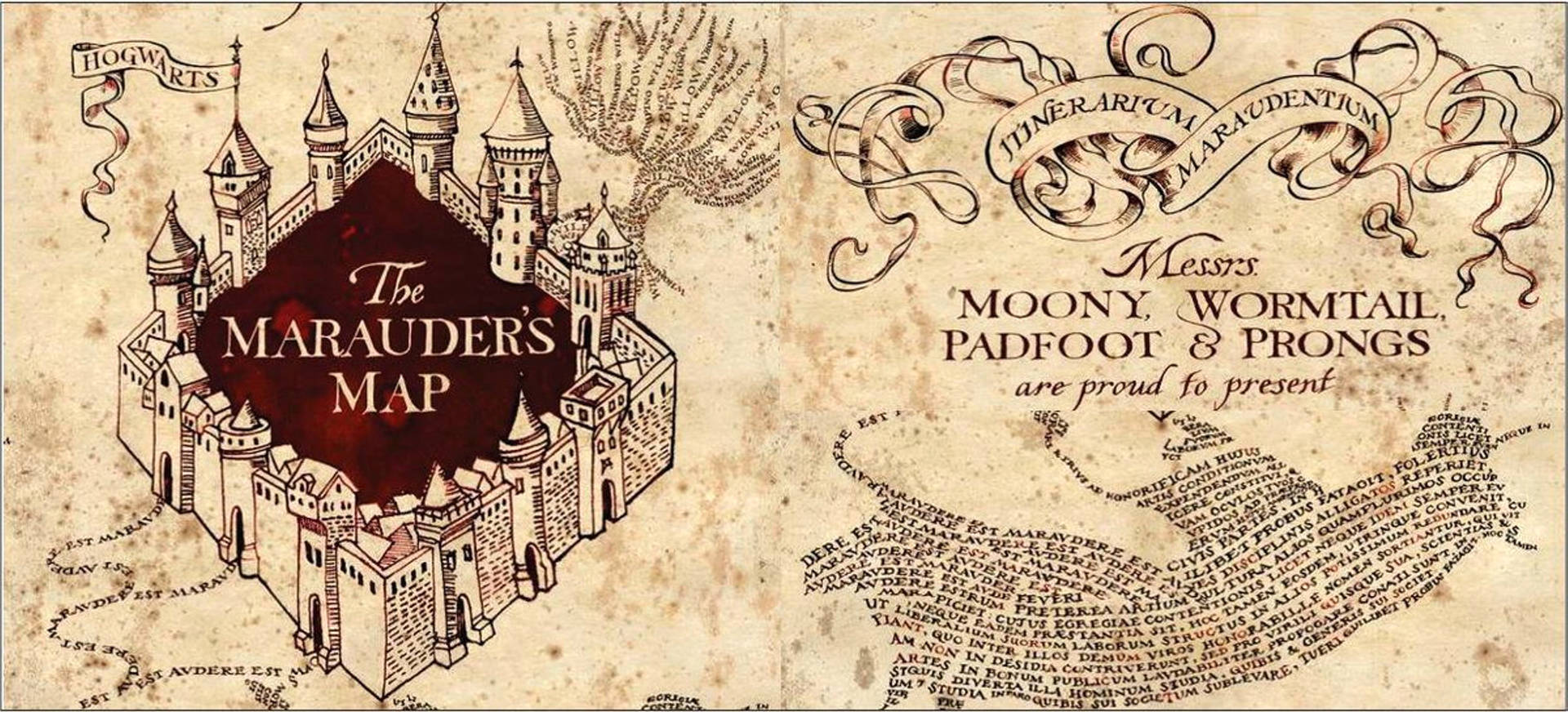 4167X1892 Marauders Map Wallpaper and Background
