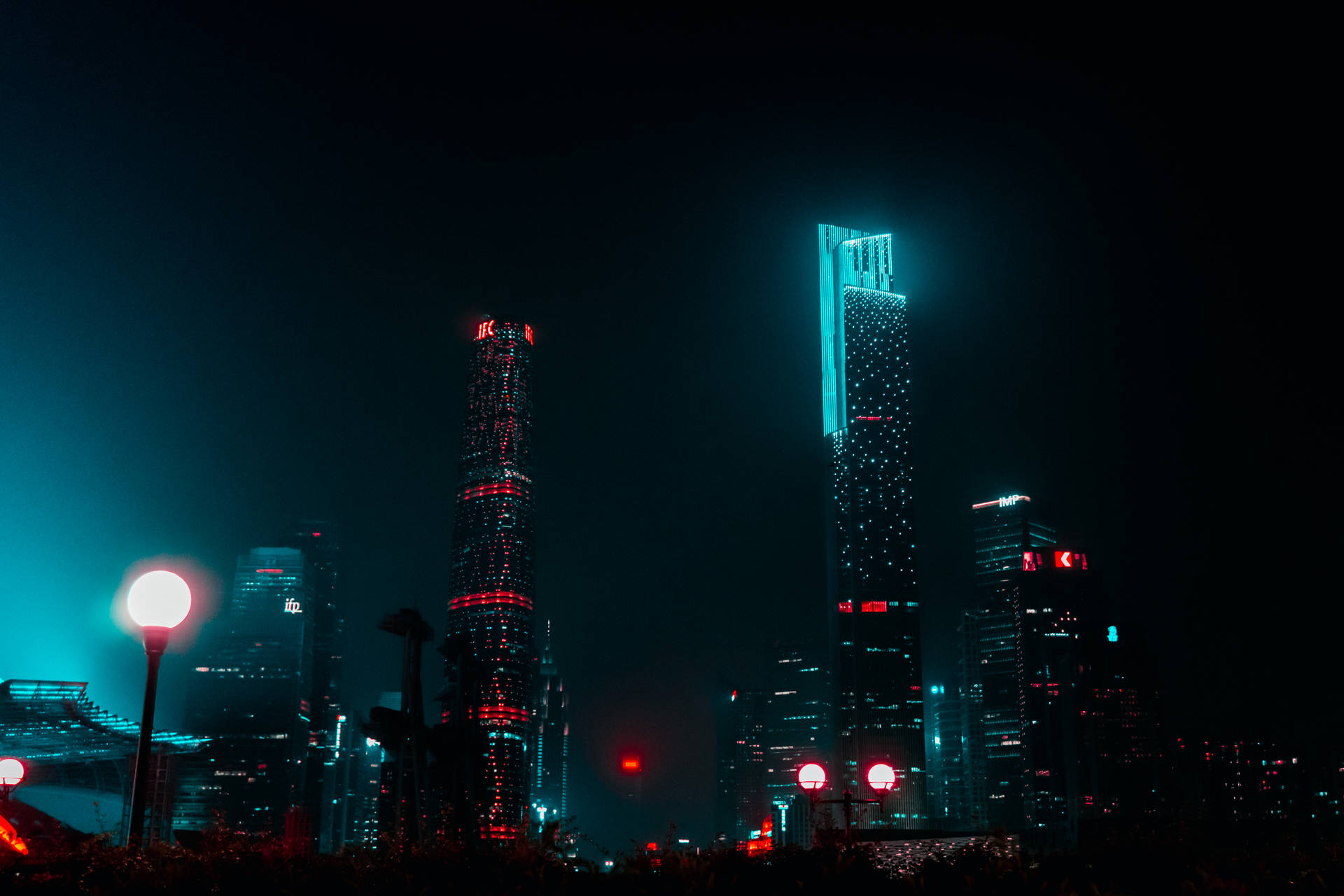 5860X3907 Neon City Wallpaper and Background