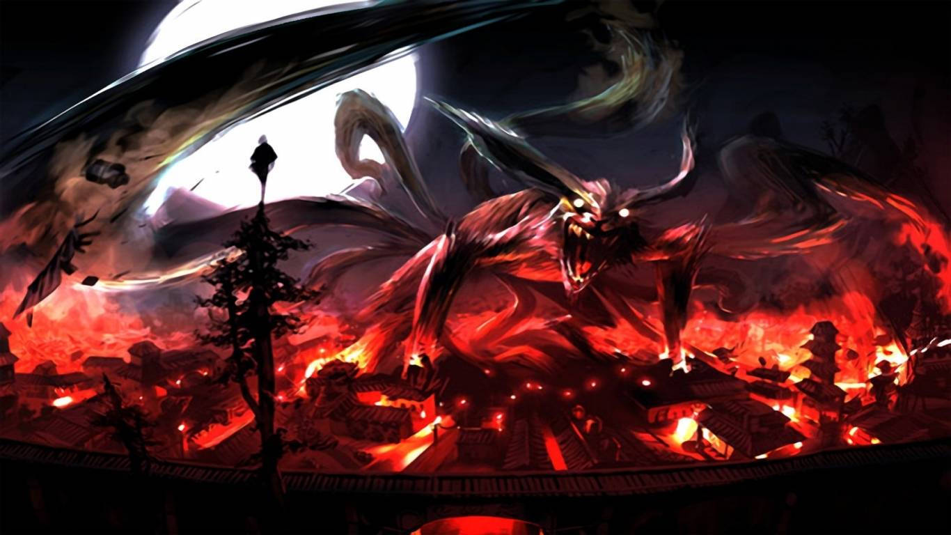 1366X768 Nine Tailed Fox Wallpaper and Background