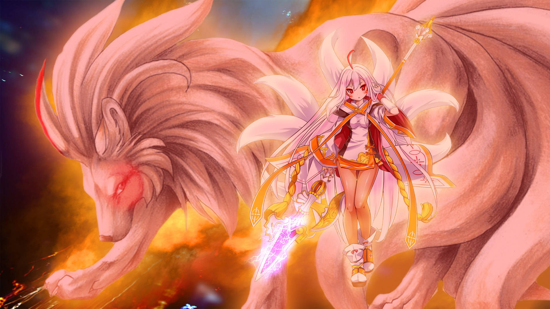 2048X1152 Nine Tailed Fox Wallpaper and Background