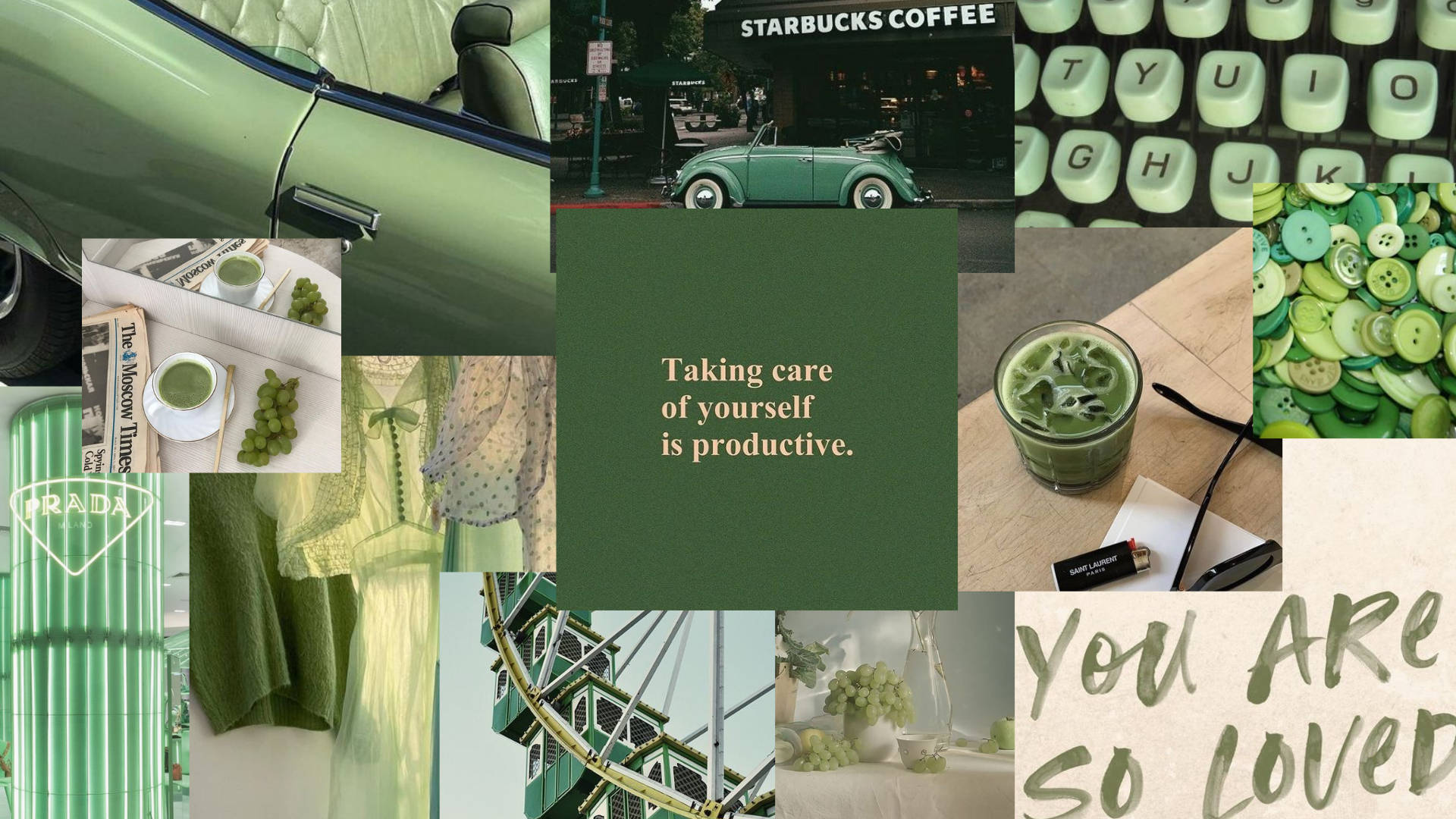 Sage Green Aesthetic 1920X1080 Wallpaper and Background Image