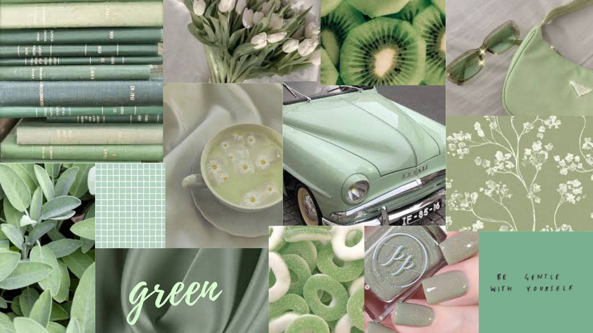 Sage Green Aesthetic 1920X1080 Wallpaper and Background Image