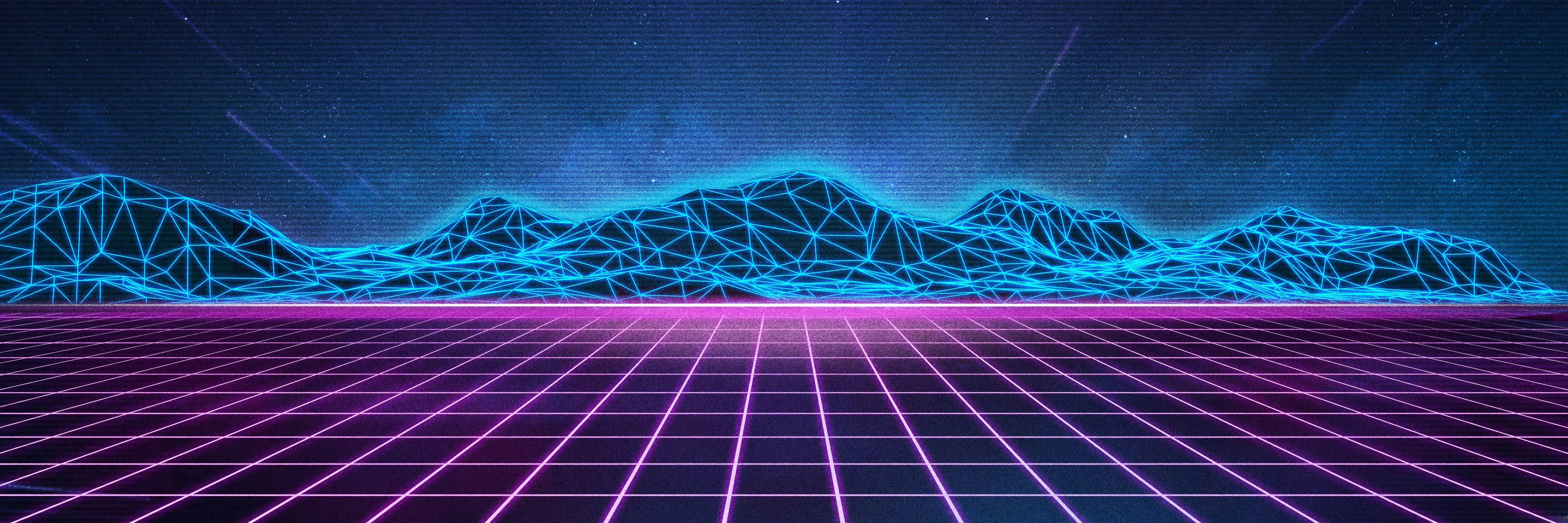 5760X1920 Synthwave Wallpaper and Background