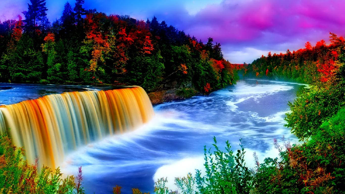 Waterfall 1366X768 Wallpaper and Background Image